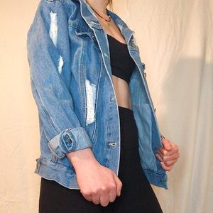Distressed denim jacket